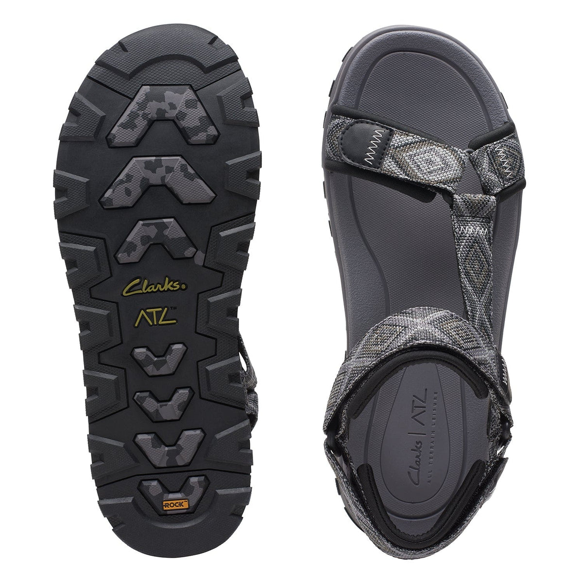 Clarks Atl Trek Sea - صندل - أسود رمادي - 261701247 - عرض G (مقاس قياسي)