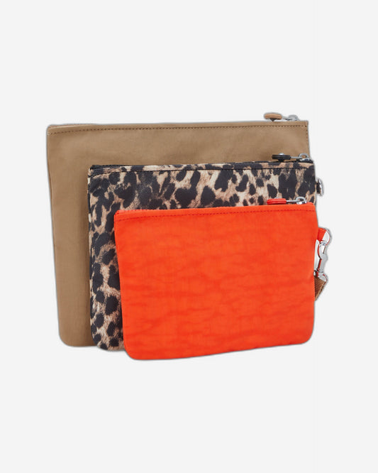 حقيبة معصم Kipling Iaka L Early Tan 3 جيوب كبيرة (مع حزام معصم قابل للإزالة) I4219-7CN