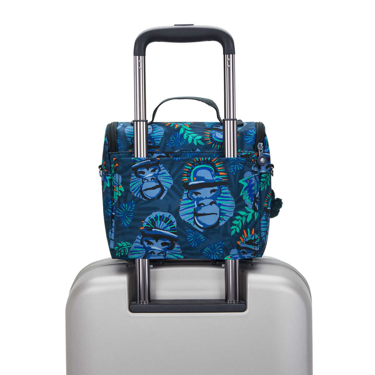 حقيبة غداء كبيرة من Kipling New Kichirou Blue Monkey Fun مع جراب عربة C2I5749-8HJ