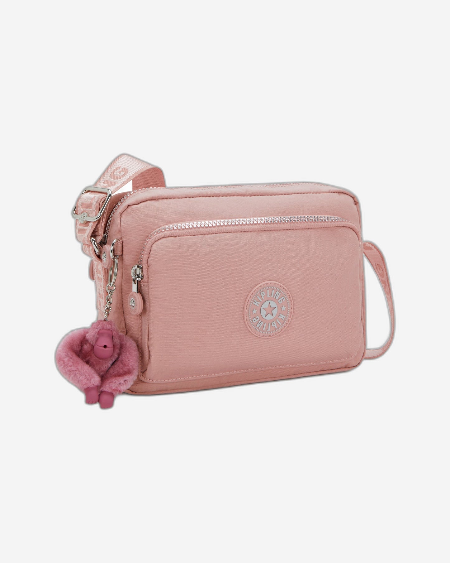 حقيبة كروسبودي متوسطة من Kipling طراز Abanu M Zip بلون وردي مبهج I5986-8HB