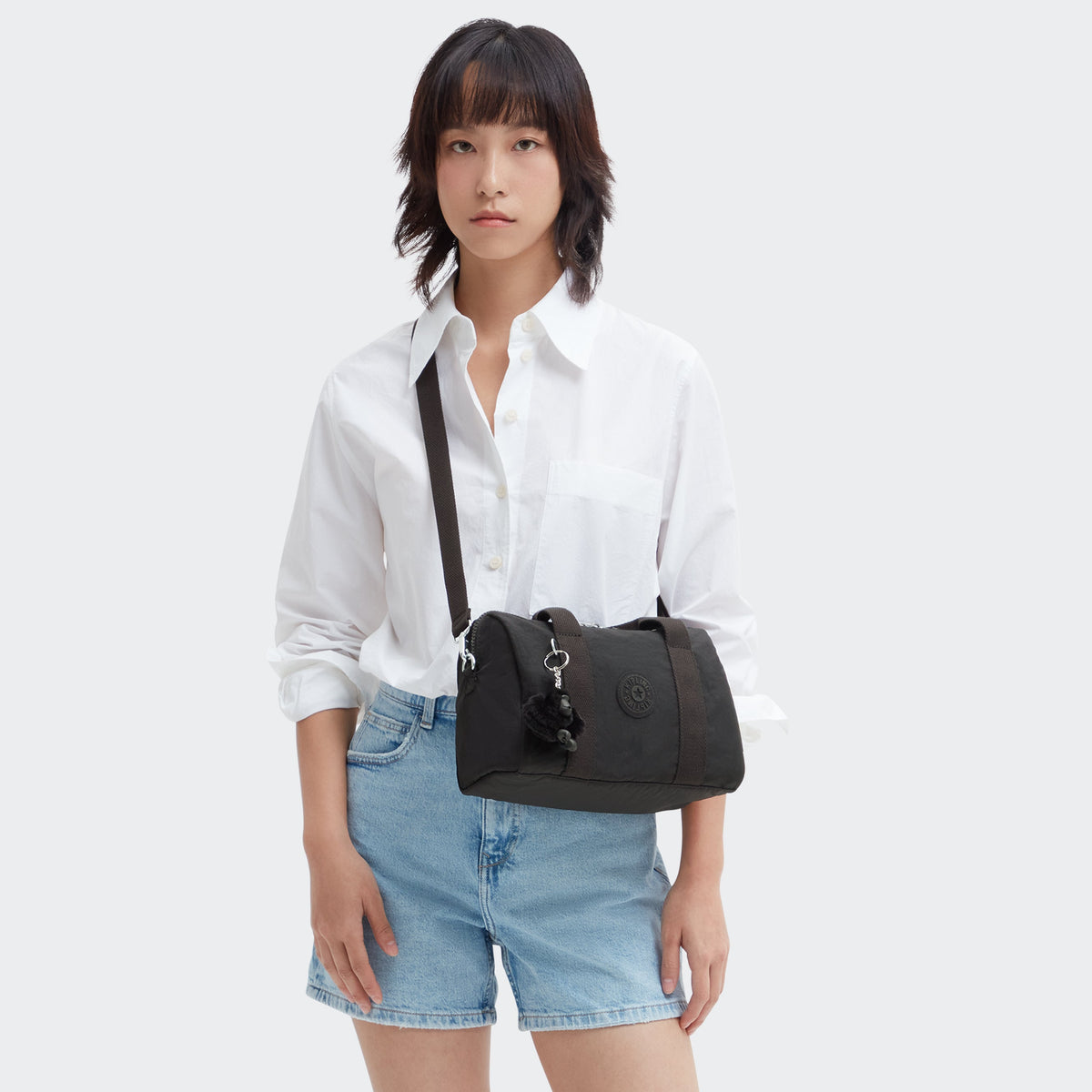 KIPLING-Bina M-Medium handbag (with dechable shoulderstrap)-Black Noir-I7532-P39