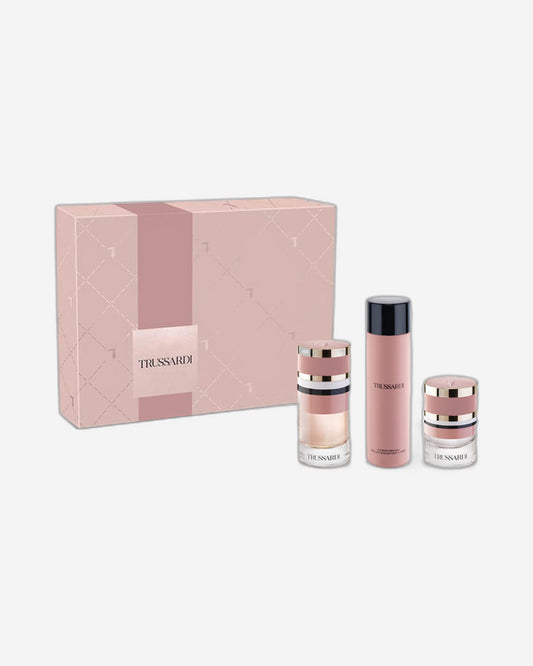 مجموعة هدايا تروساردي الجديدة للنساء المضفرات (عطر 90 مل + معطر للجسم 200 مل + معطر للشعر 30 مل)