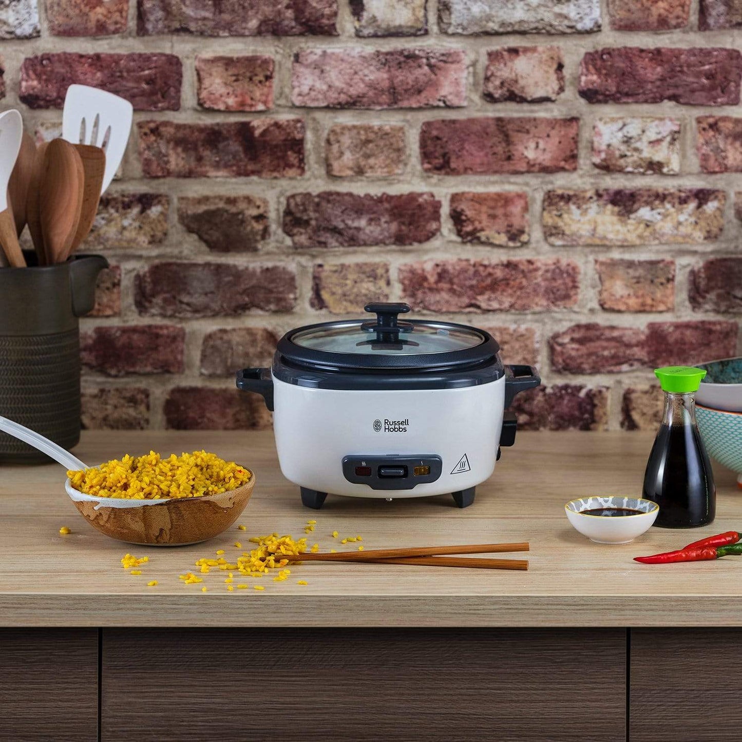 طباخ أرز كبير مع جهاز بخار من راسل هوبز - 27040