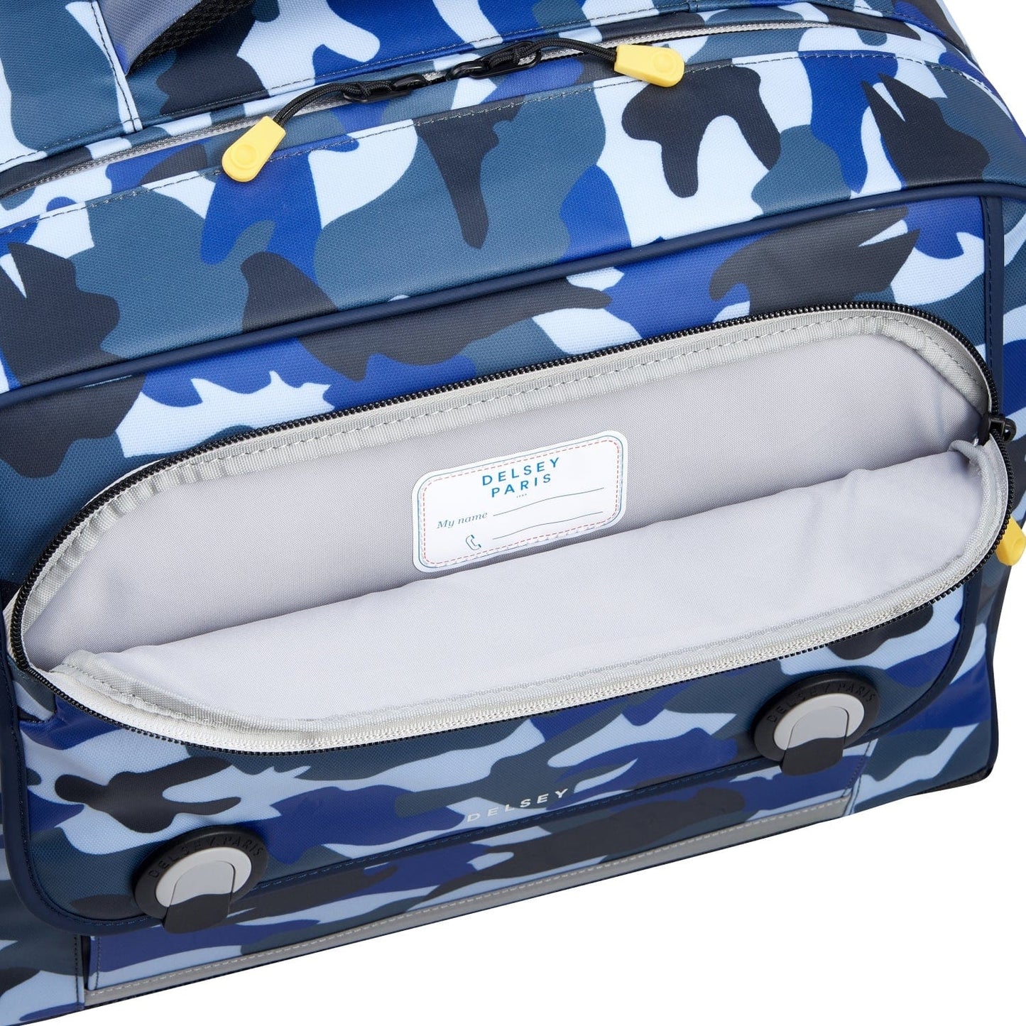 حقيبة مدرسية أفقية بأربع عجلات من Delsey Paris BTS 2023 - مقاس 15.6 بوصة - أزرق مموه - 00338945222