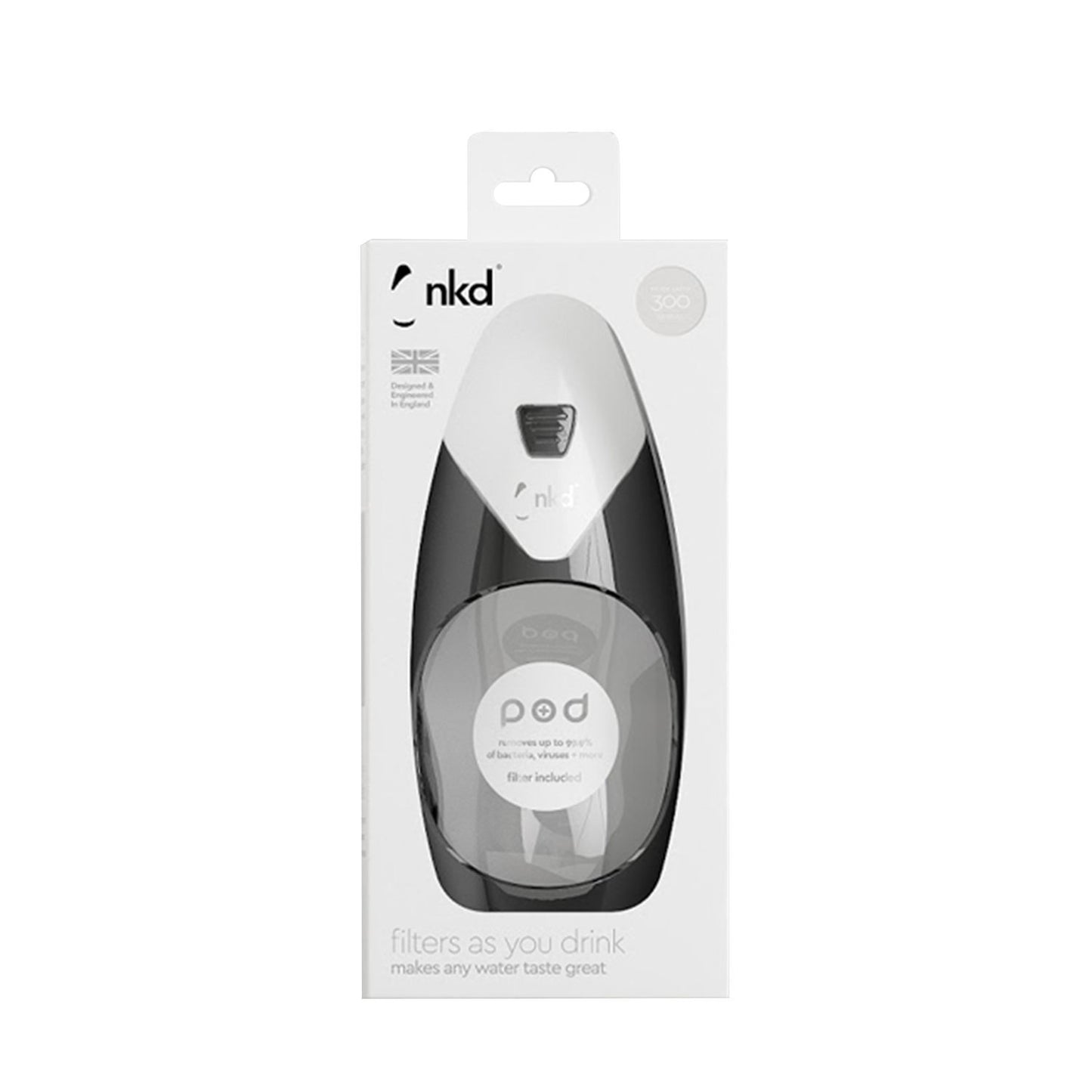 NKD Pod 585 ml Water Filter Bottle - White - PF5X1-301660 - Jashanmal Home