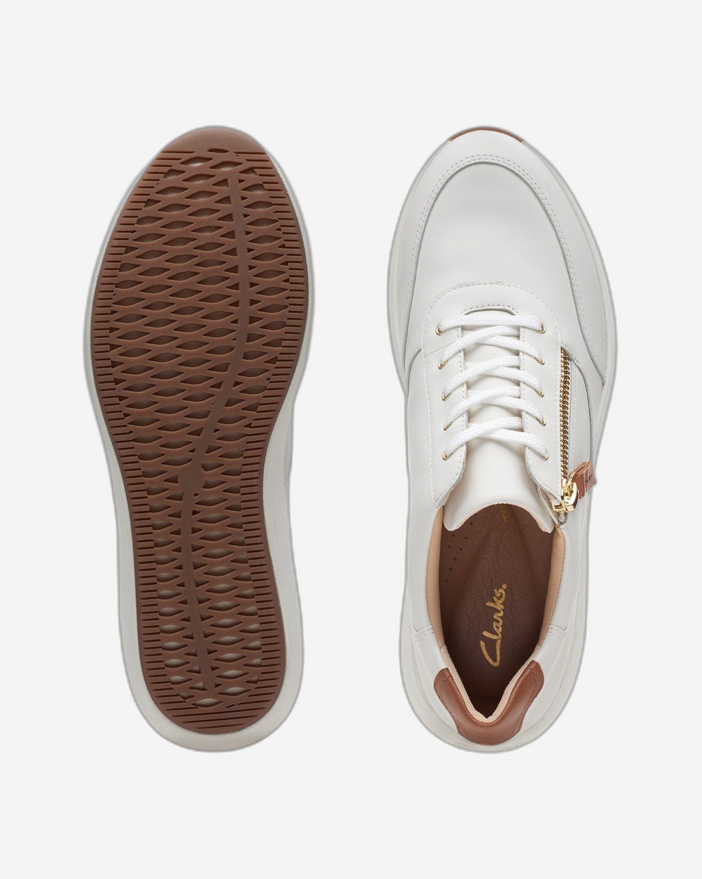 حذاء كلاركس أون ريو بسحاب - جلد أبيض - 261673724 - عرض D (مقاس قياسي)