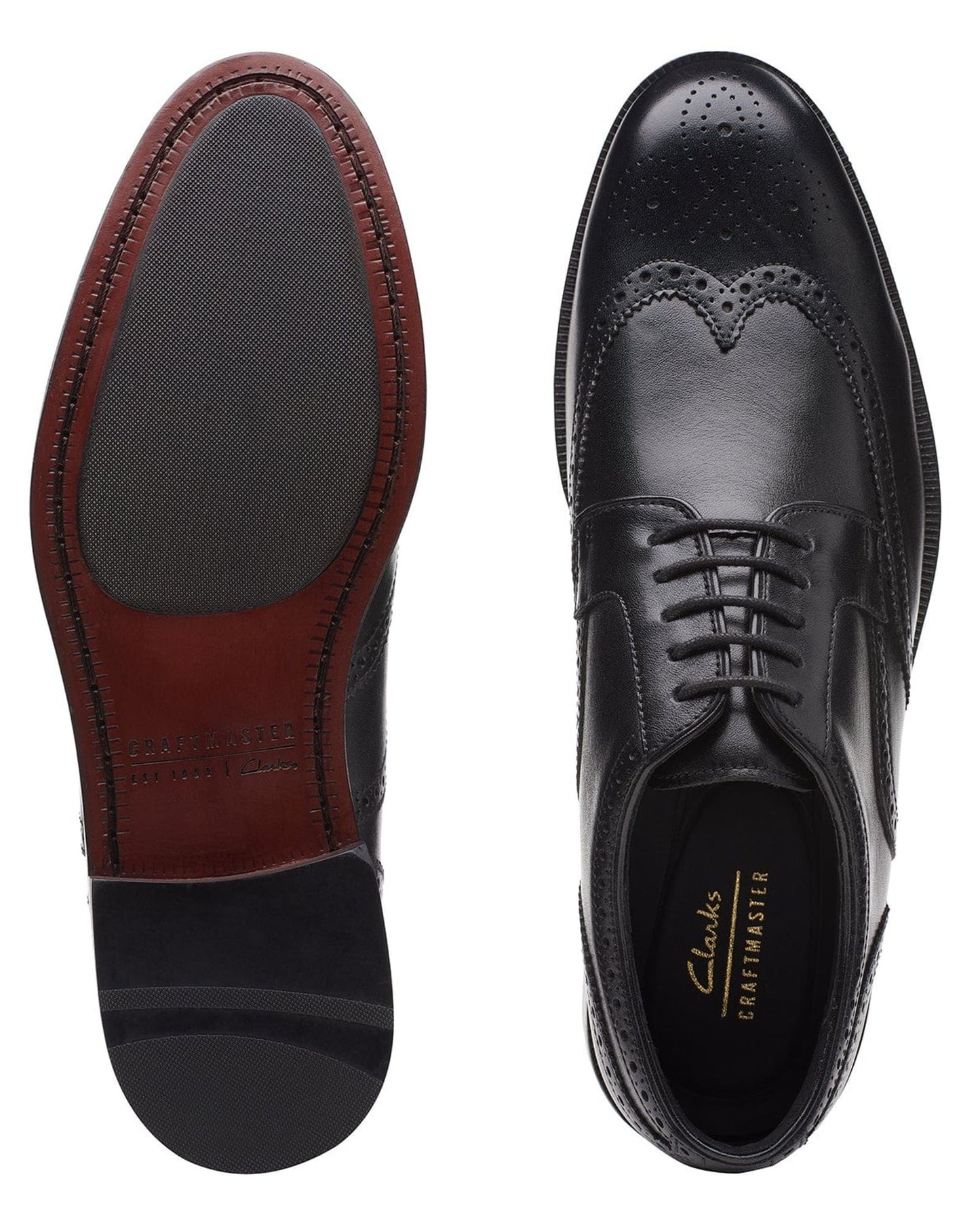 حذاء كلاركس كرافتدين وينج - جلد أسود - 261691837 - عرض G (مقاس قياسي)