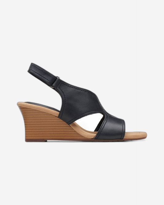 Clarks Kyarra Aster - Sandals - Black Leather - 261712344 - D Width (Standard Fit)