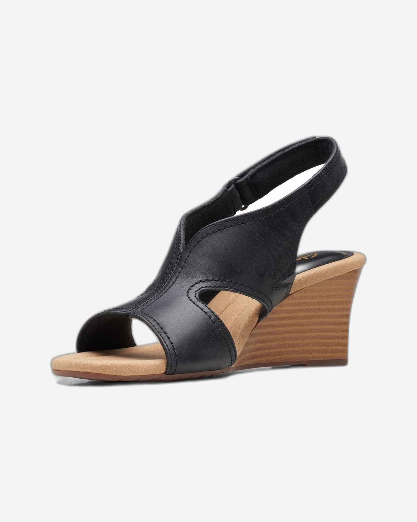 Clarks Kyarra Aster - Sandals - Black Leather - 261712345 - E Width (Wide Fit)