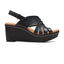 Clarks Elleri Grace - صندل - جلد أسود - 261715315 - عرض E (مقاس واسع)