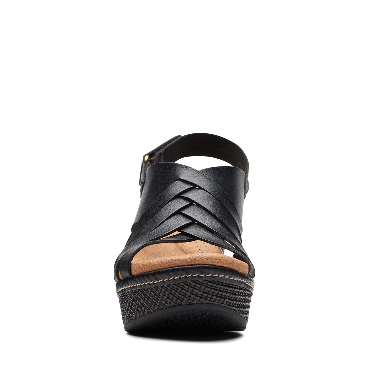 Clarks Elleri Grace - صندل - جلد أسود - 261715315 - عرض E (مقاس واسع)