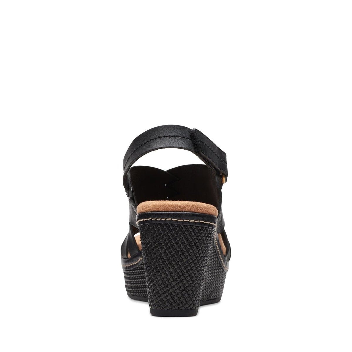 Clarks Elleri Grace - صندل - جلد أسود - 261715315 - عرض E (مقاس واسع)