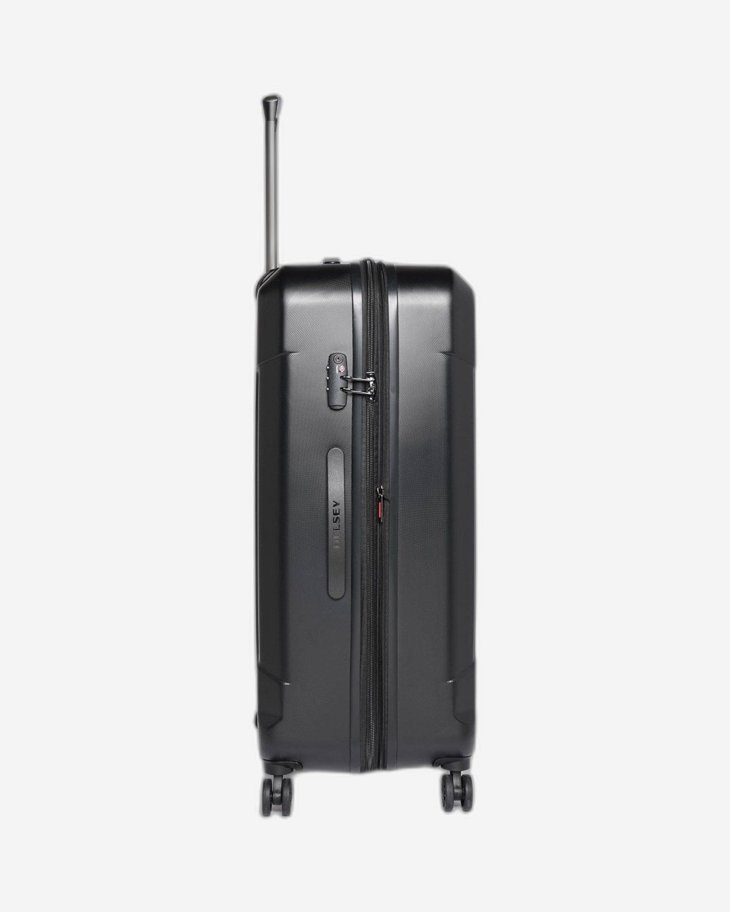 حقيبة سفر صلبة من Delsey Paris Depart مقاس 80 سم، مزودة بأربع عجلات مزدوجة قابلة للتمدد، وحقيبة سفر سوداء اللون - 00314583000 X9