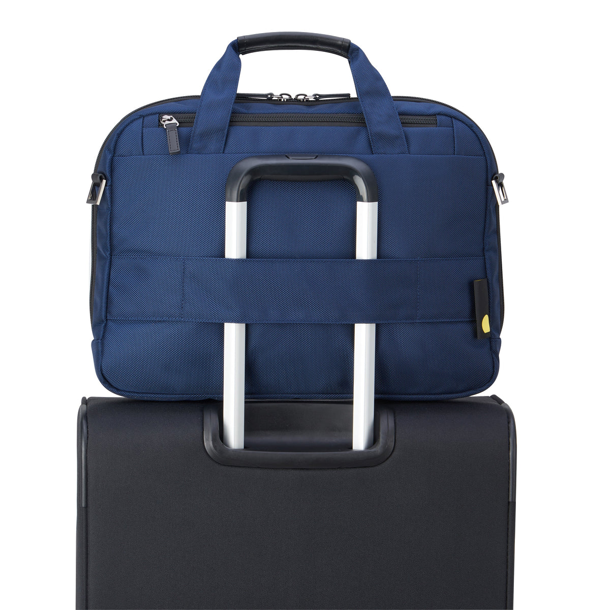 حقيبة Delsey Paris Wagram 1 Satchel بجيوب، مقاس 15.6 بوصة، لون أزرق