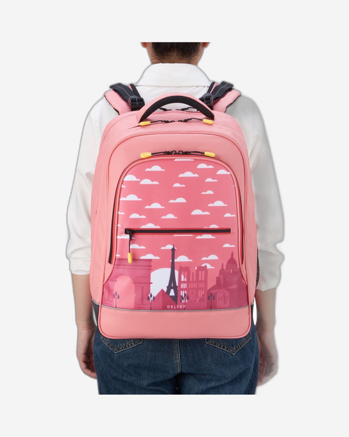 حقيبة ظهر Delsey Paris BTS 2023 ذات حجرتين - مقاس 15.6 بوصة، طباعة وردية - 00338962119