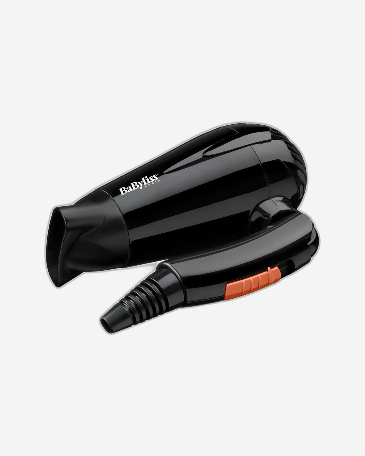 مجفف شعر BABYLISS DC بقدرة 2000 وات، أسود، سفر، جهد مزدوج، تجفيف سريع، إعدادان للحرارة/السرعة، فوهة، مقبض قابل للطي، ضوء - 5344SDE