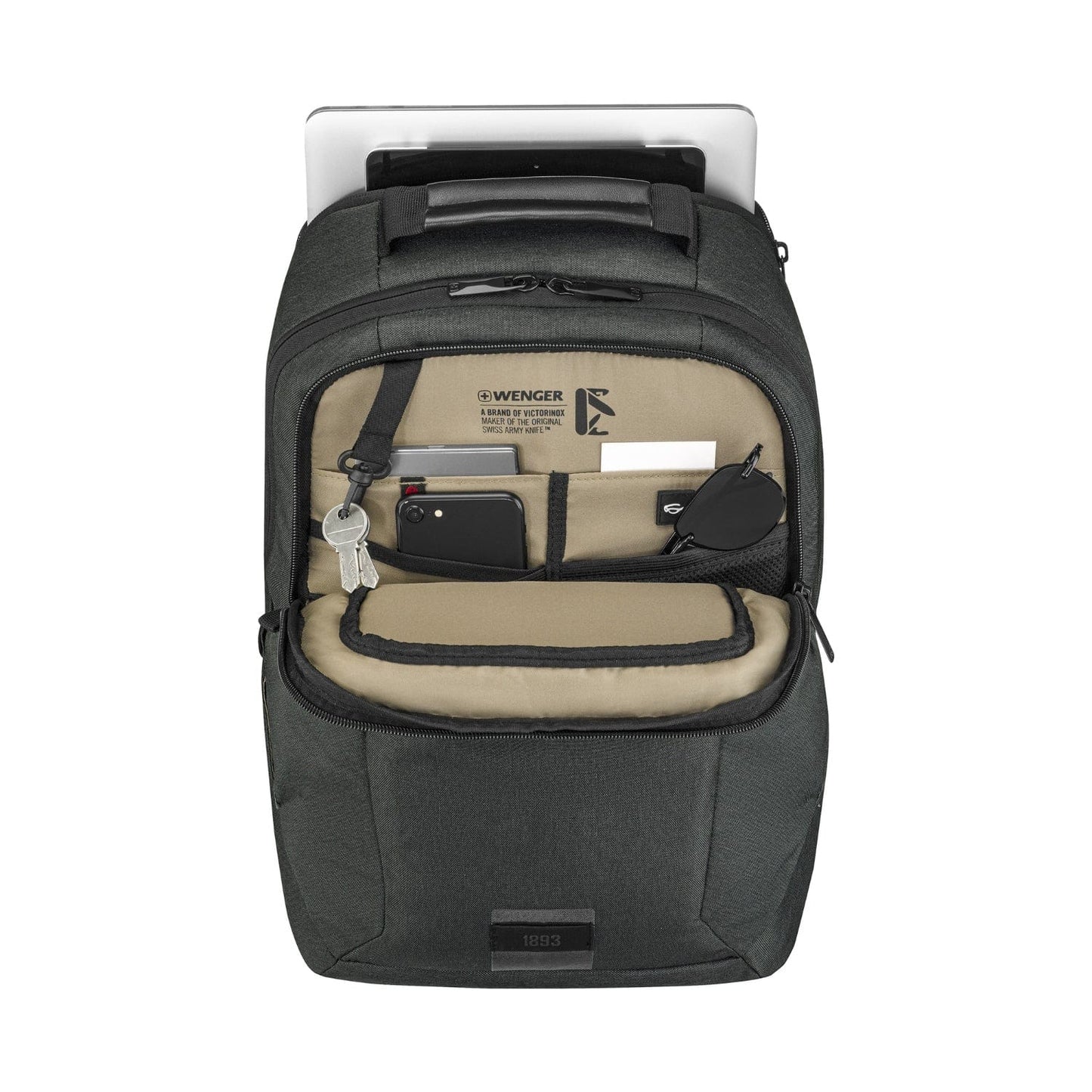 حقيبة ظهر Wenger Mx Eco Professional للكمبيوتر المحمول مقاس 16 بوصة مع جيب للكمبيوتر اللوحي - فحمي - 612261
