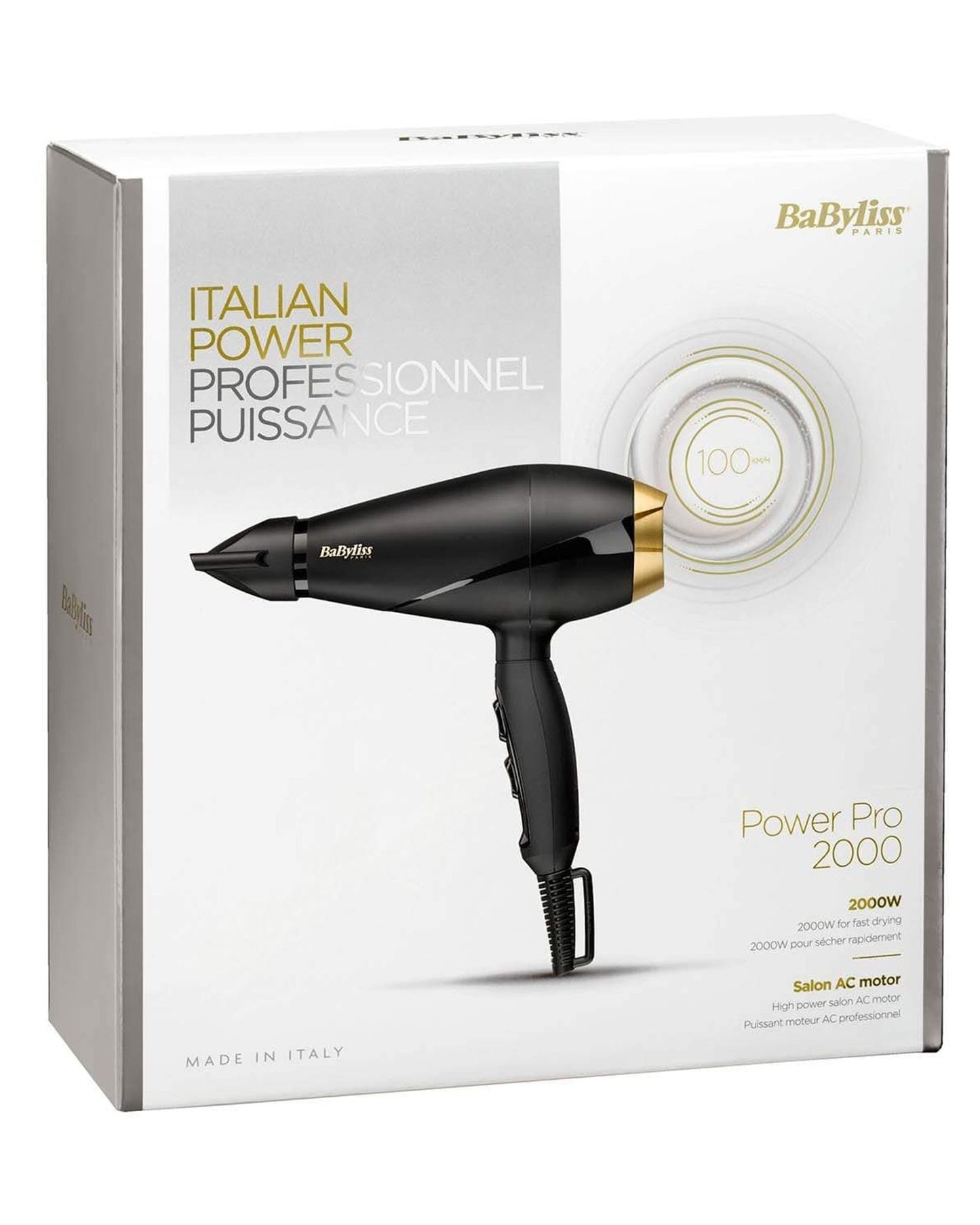 مجفف شعر BABYLISS AC بقوة 2000 واط وفوهة 6 مم صنع في إيطاليا - 6704SDE