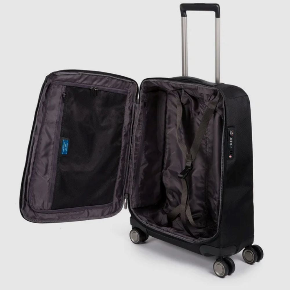 Piquadro Brief حقيبة سفر بعجلات رفيعة للغاية بحجم المقصورة أسود BV4343BR2/N