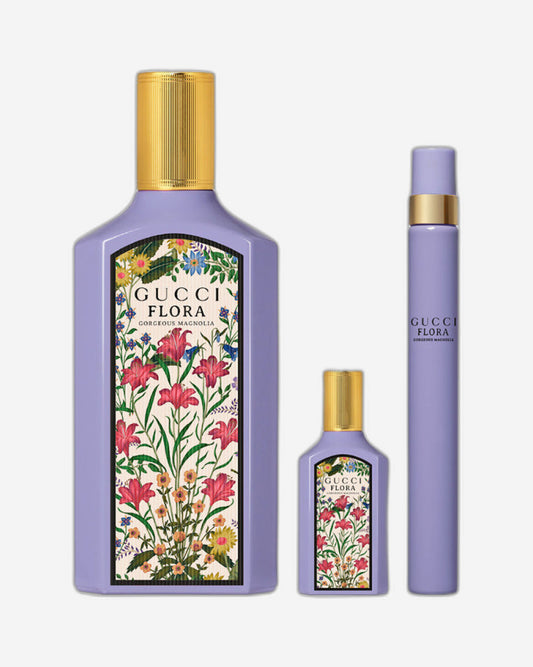 مجموعة جوتشي فلورا جورجيوس ماغنوليا للعطلات 2023 (أو دو بارفان 100 مل + عطر 10 مل + عطر مصغر 5 مل)