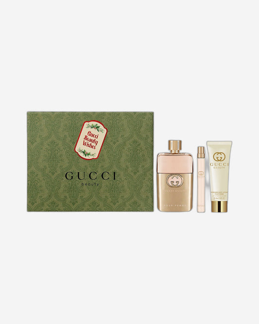 مجموعة هدايا غوتشي Guilty Pour Femme لربيع 2023
 (Edp 90Ml + Purse Spray 10Ml + Bl 50Ml)