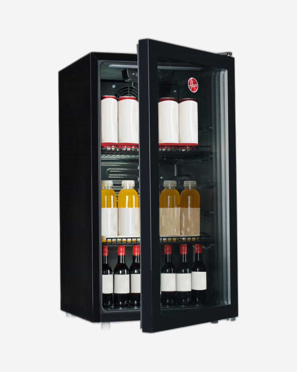 ثلاجة مشروبات هوفر سعة 117 لترًا، لون أسود، HBC-K117B
