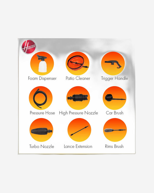 غسالة هوفر الضغطية ٢٨٠٠ واط ١٦٥ بار مع ٩ ملحقات - HPW-M2816