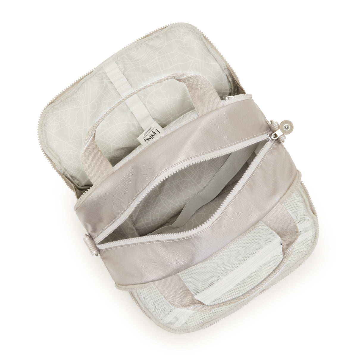 حقيبة أدوات الزينة الكبيرة Palmbeach Metallic Glow من KIPLING (مع جيب تثبيت على العربة) 25747-48I