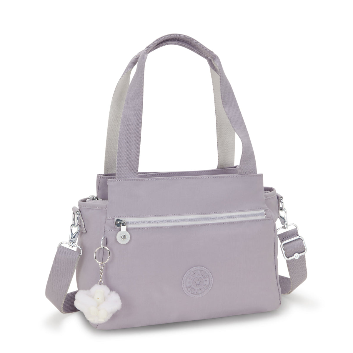 KIPLING-Elysia-حقيبة كتف متوسطة (بحزام كتف قابل للإزالة)-رمادي فاتح-43791-1FB