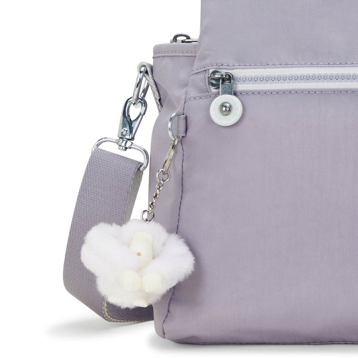 KIPLING-Elysia-حقيبة كتف متوسطة (بحزام كتف قابل للإزالة)-رمادي فاتح-43791-1FB
