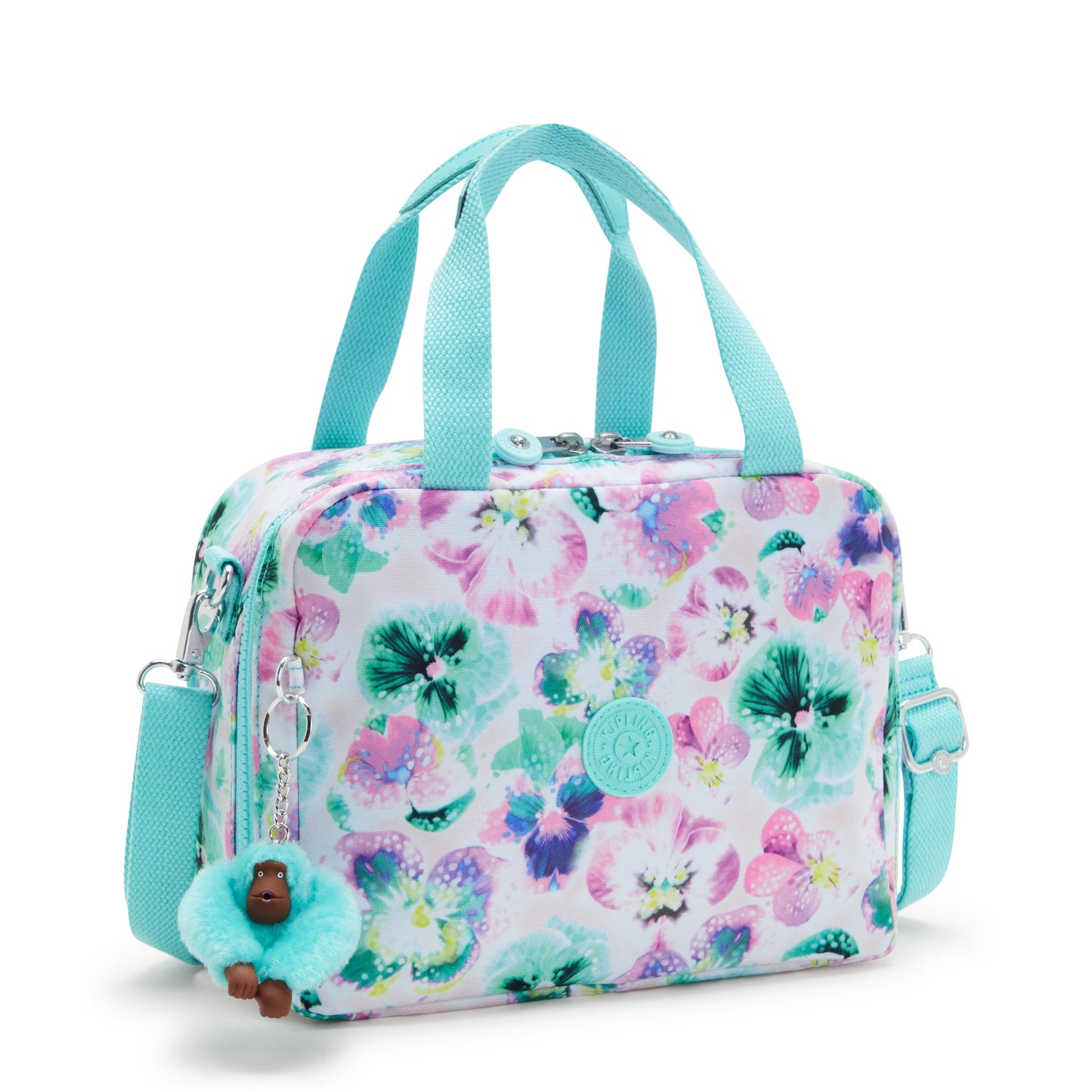 حقيبة غداء كبيرة Kipling Miyo Aqua Blossom مع كم ترولي C2I2989-7EC