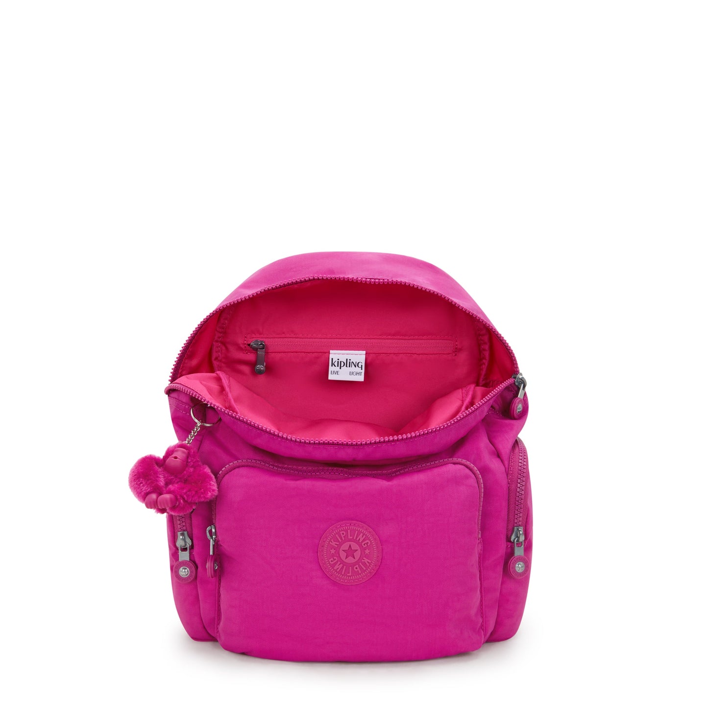 حقيبة ظهر Kipling City Zip S صغيرة متوهجة باللون الفوشيا I3523-3KU