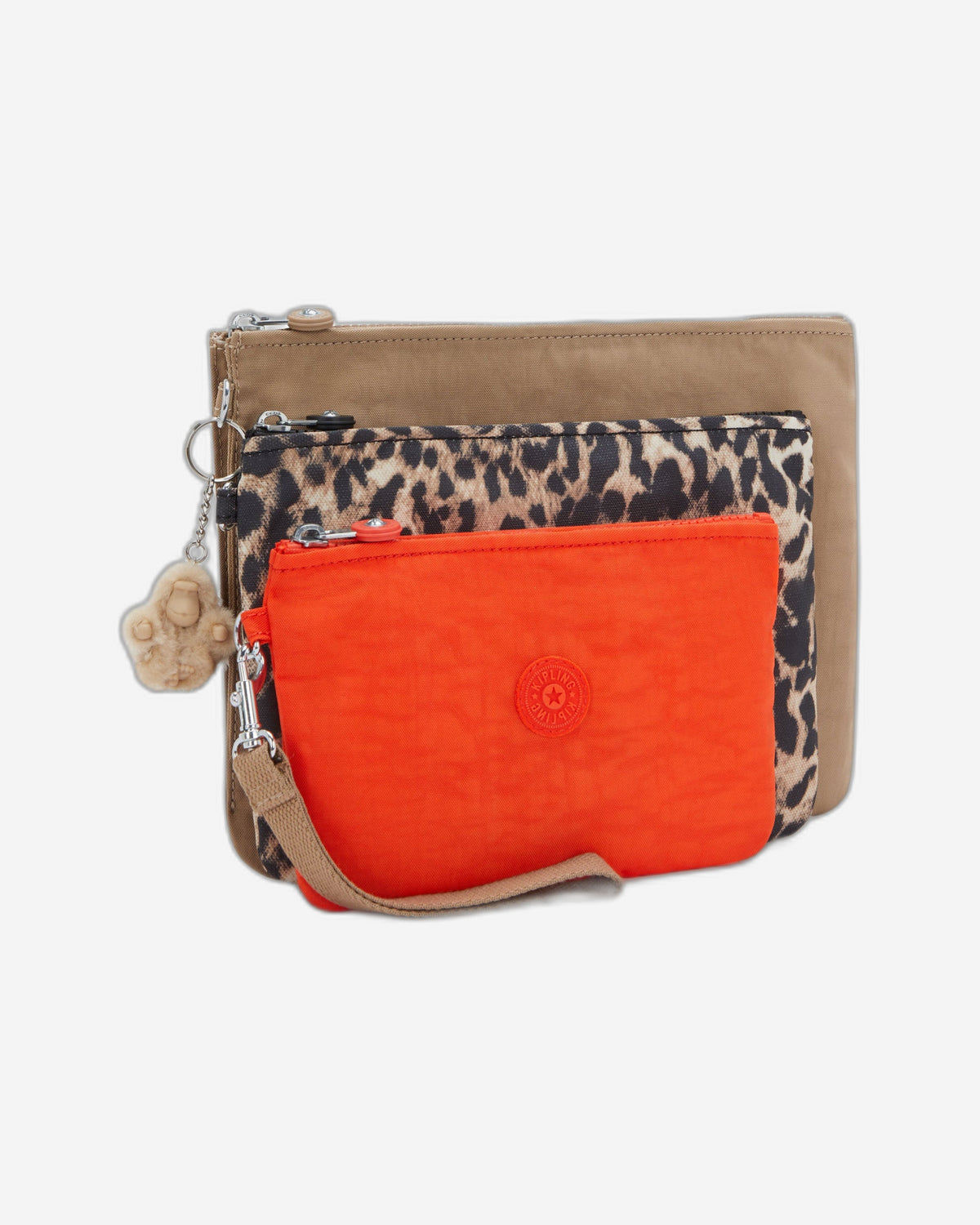 حقيبة معصم Kipling Iaka L Early Tan 3 جيوب كبيرة (مع حزام معصم قابل للإزالة) I4219-7CN