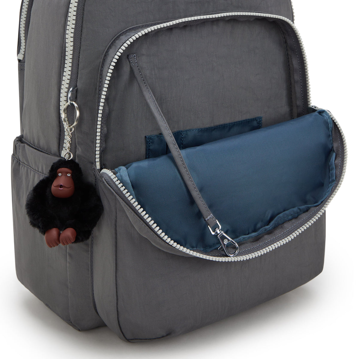 حقيبة ظهر Kipling Seoul Lap Back to Grey كبيرة مع حجرة للكمبيوتر المحمول I4275-1DX