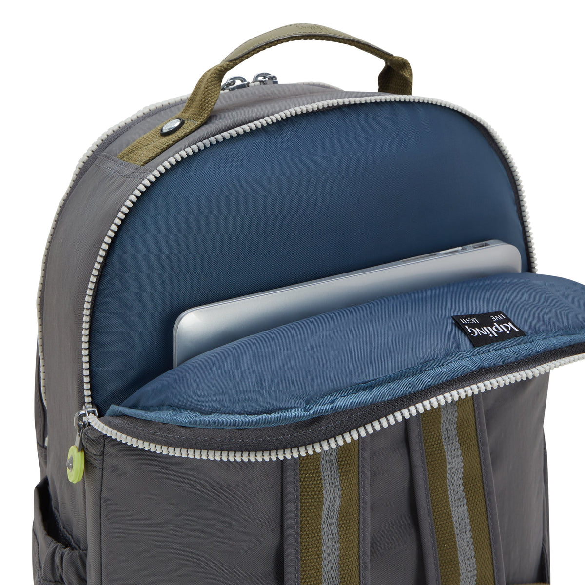 حقيبة ظهر Kipling Seoul Lap Back to Grey كبيرة مع حجرة للكمبيوتر المحمول I4275-1DX