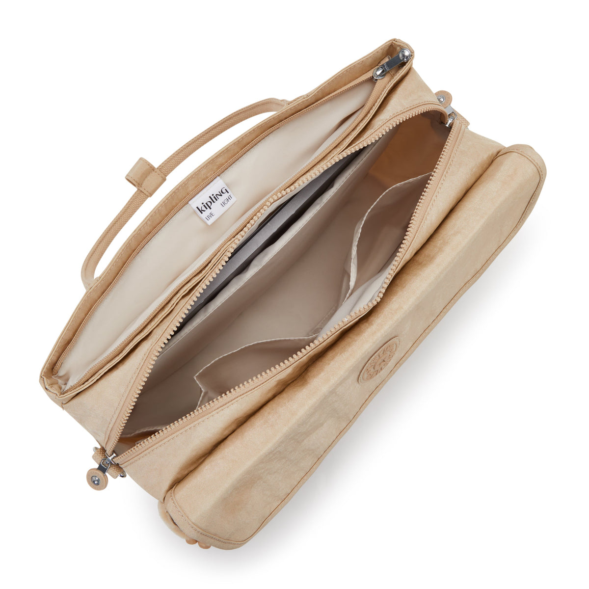 Kipling Superworker S Sparkled Beige حقيبة عمل صغيرة (مع حزام كتف قابل للإزالة) I4555-5DV