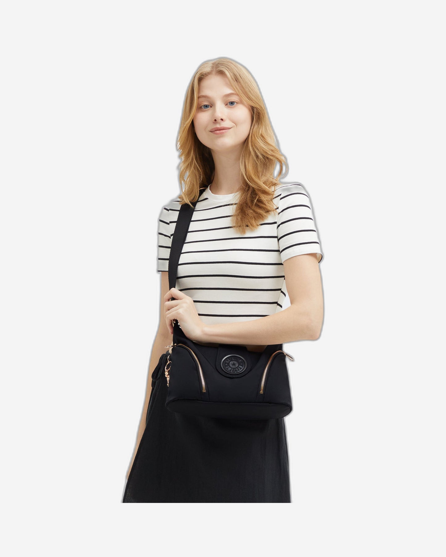KIPLING سيرا إم، حقيبة كروس متوسطة، لون أسود وردي، طراز I5107-62Q