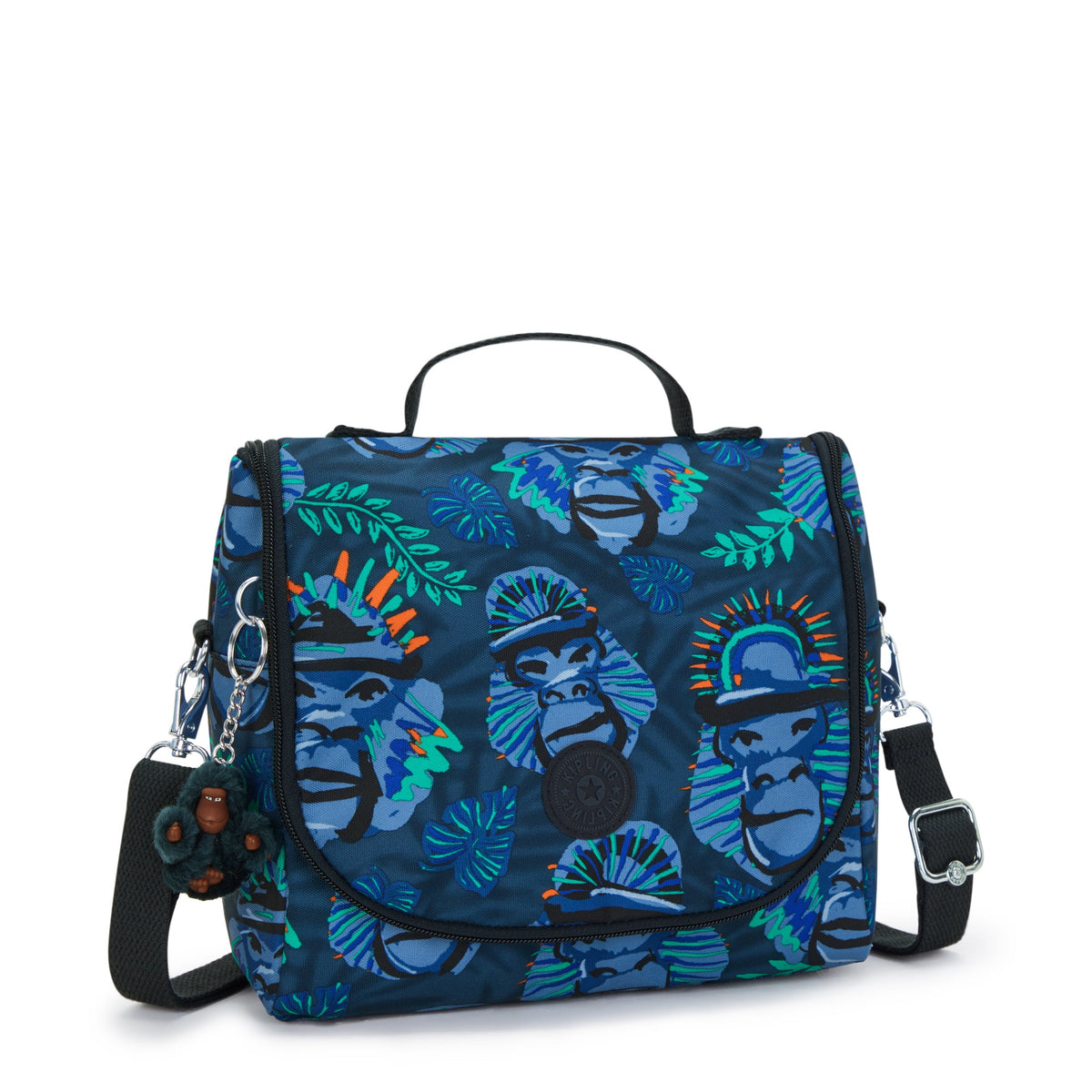 حقيبة غداء كبيرة من Kipling New Kichirou Blue Monkey Fun مع جراب عربة C2I5749-8HJ
