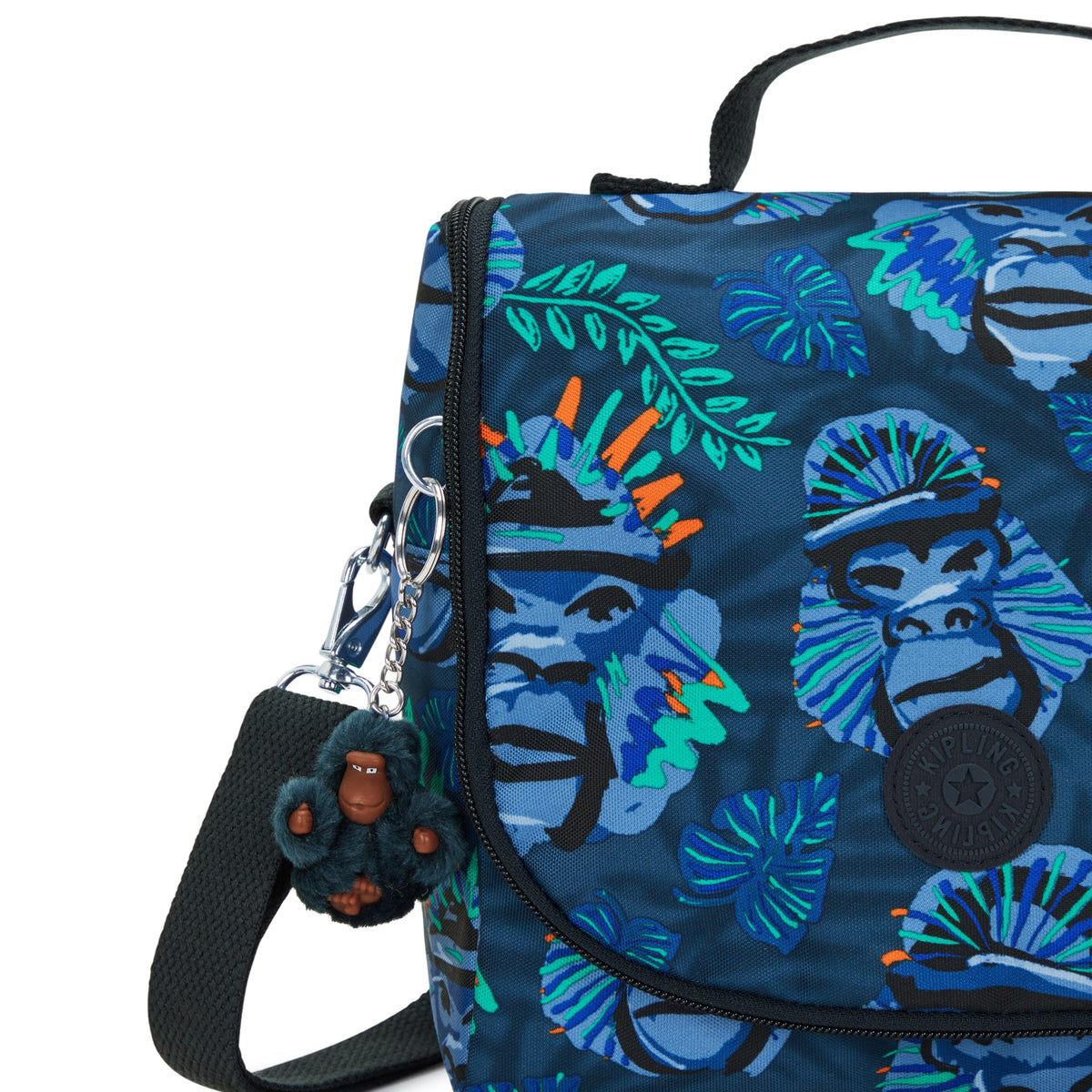 حقيبة غداء كبيرة من Kipling New Kichirou Blue Monkey Fun مع جراب عربة C2I5749-8HJ