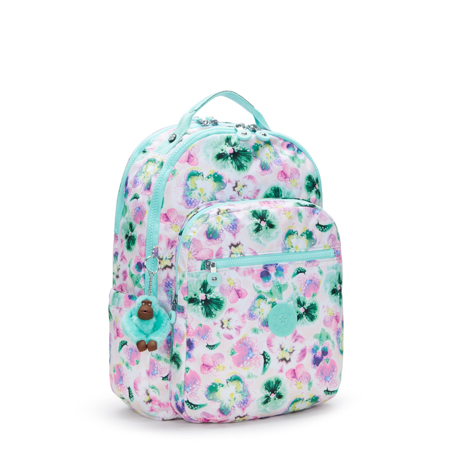 Kipling Seoul Lap Aqua Blossom حقيبة ظهر كبيرة C2I5816-7EC
