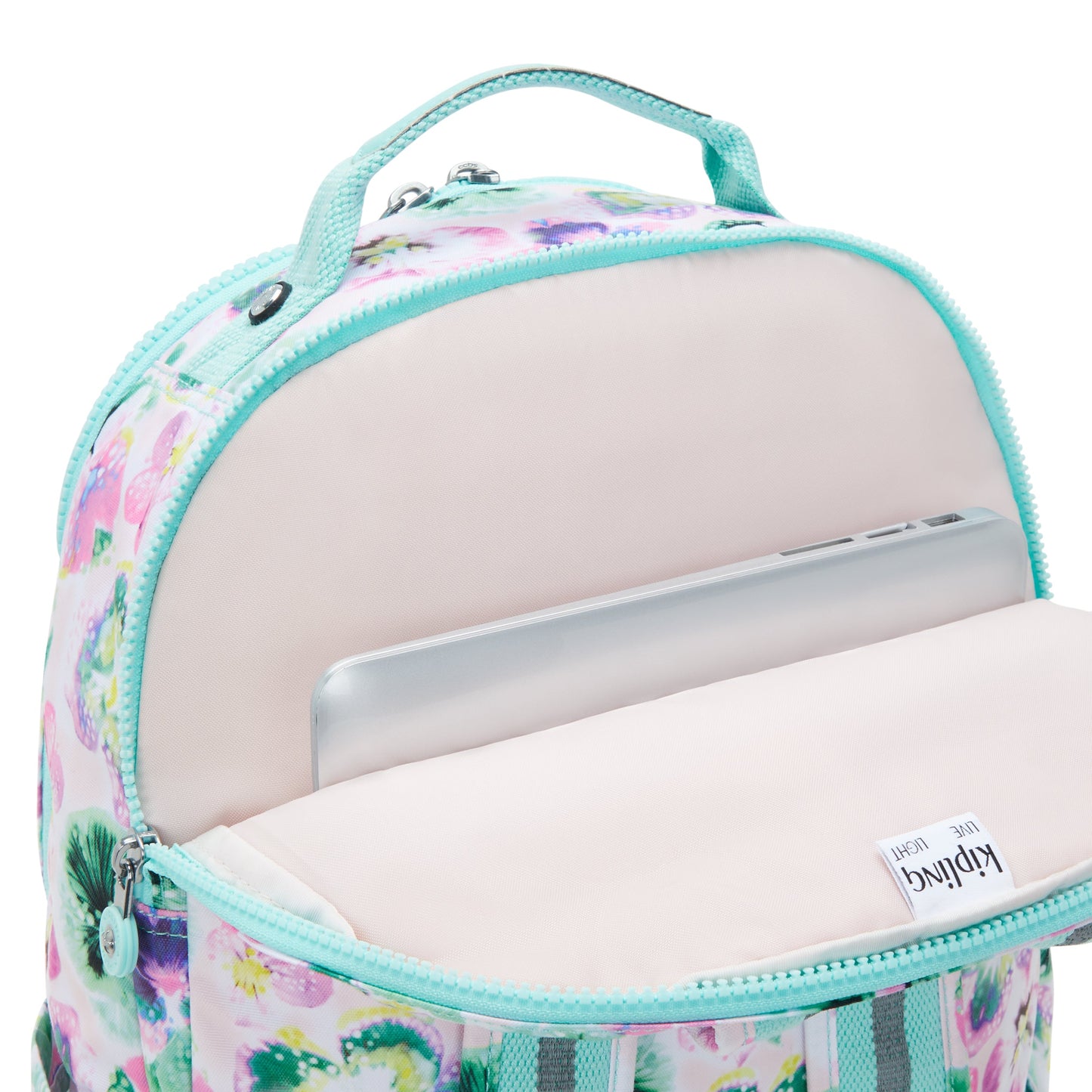Kipling Seoul Lap Aqua Blossom حقيبة ظهر كبيرة C2I5816-7EC