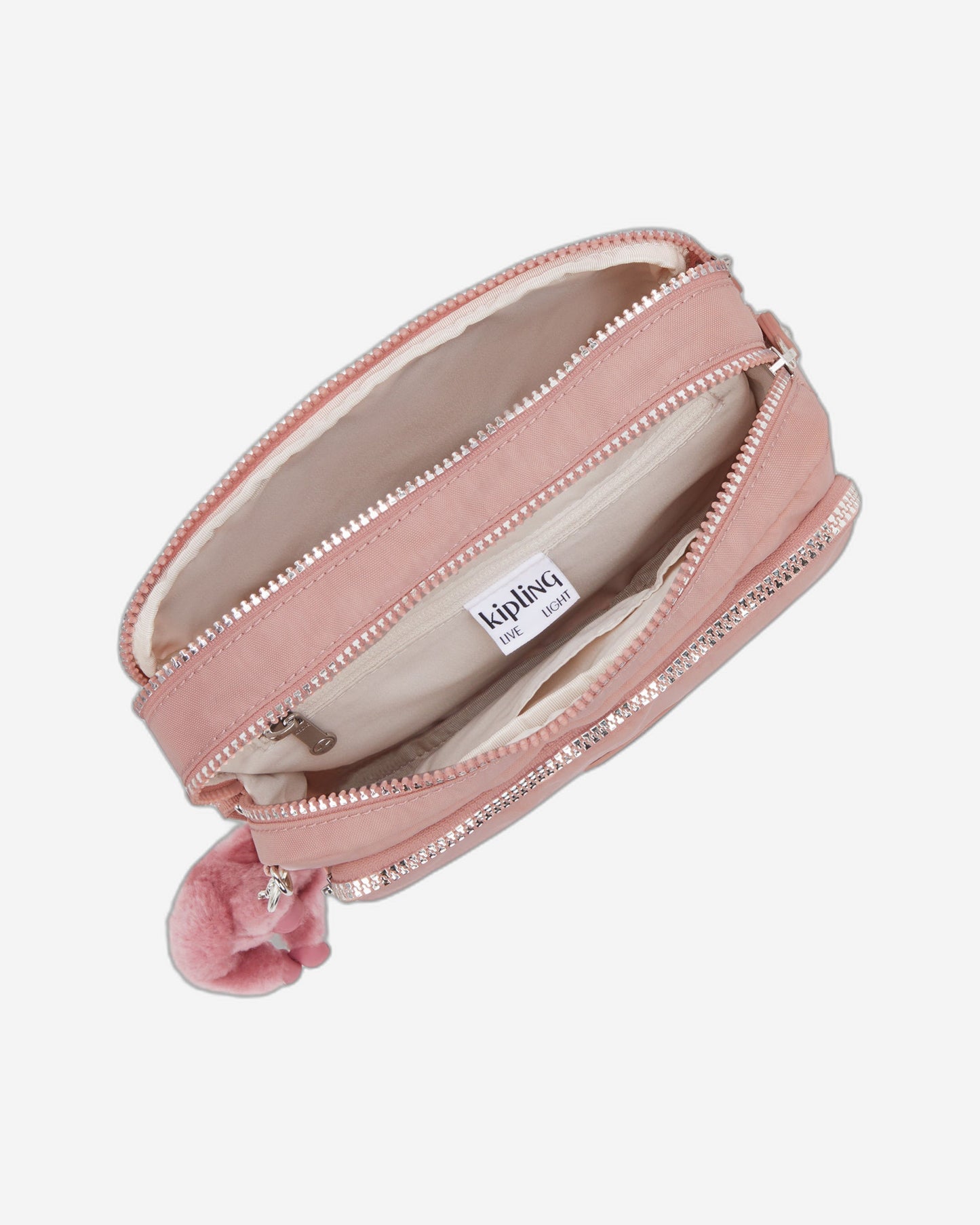 حقيبة كروسبودي متوسطة من Kipling طراز Abanu M Zip بلون وردي مبهج I5986-8HB