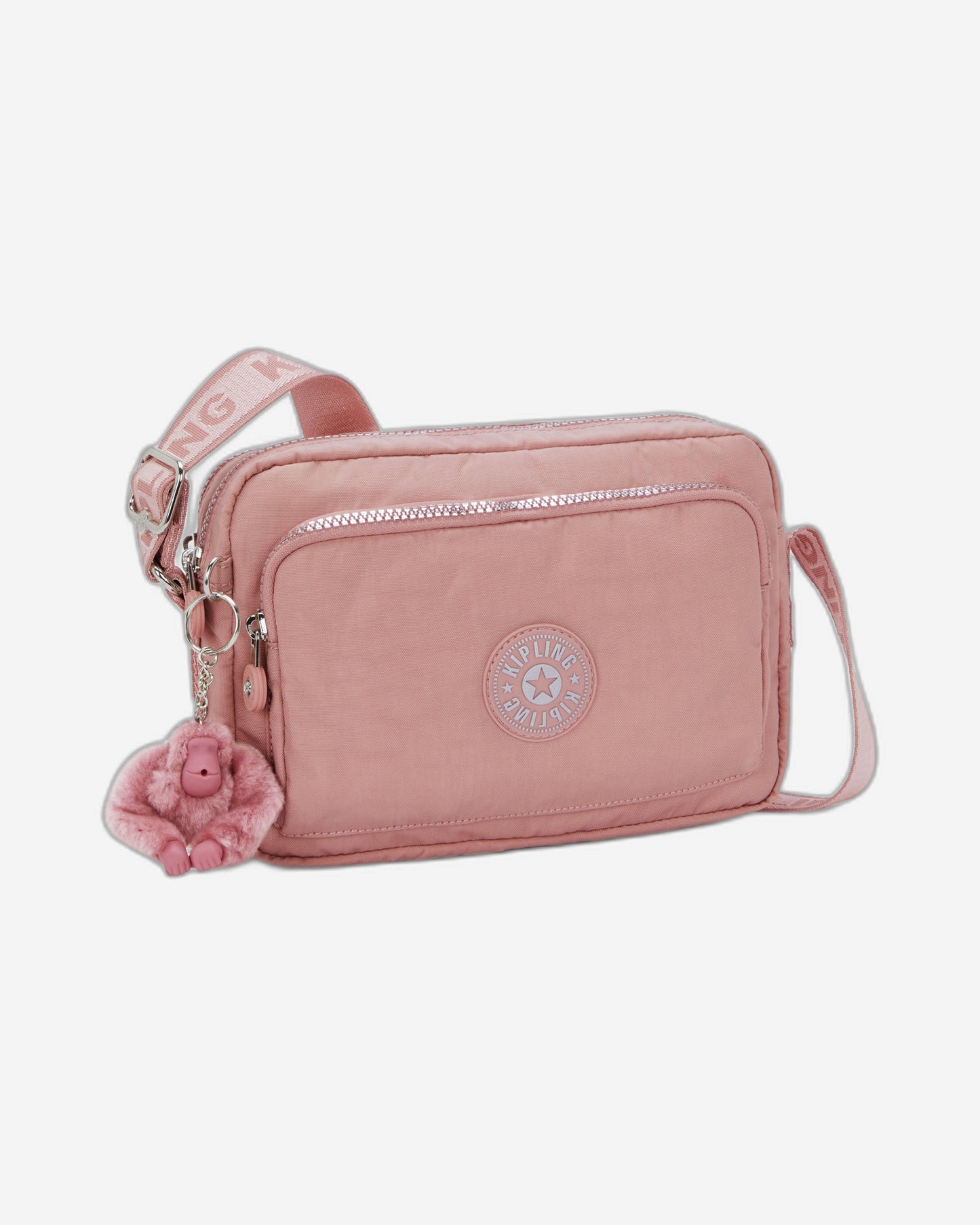 حقيبة كروسبودي متوسطة من Kipling طراز Abanu M Zip بلون وردي مبهج I5986-8HB