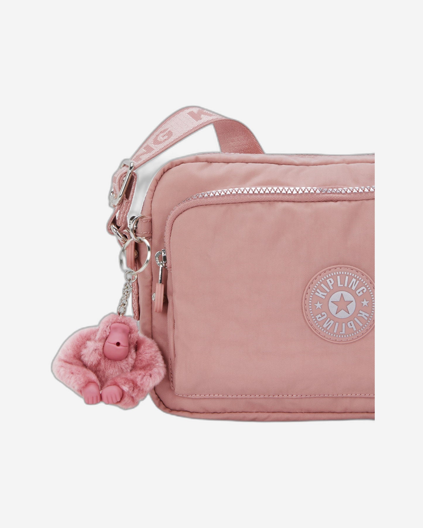 حقيبة كروسبودي متوسطة من Kipling طراز Abanu M Zip بلون وردي مبهج I5986-8HB