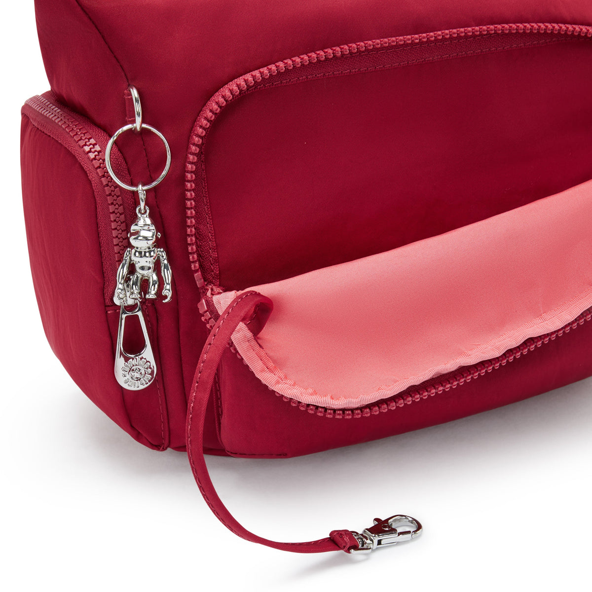 حقيبة كتف متوسطة الحجم Kipling Gabb S باللون الأحمر والنبيذ الأحمر I6041-6SE