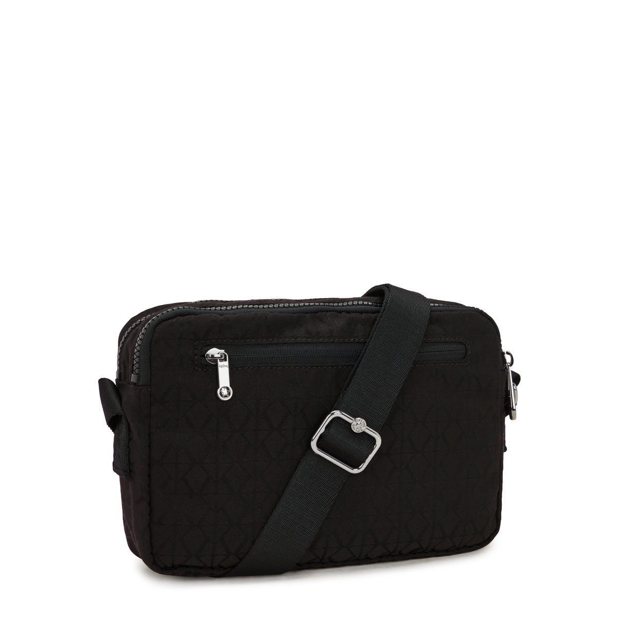 Kipling Abanu M حقيبة كروسبودي متوسطة لون أسود بنقشة Sign Jq موديل I6575-Y12