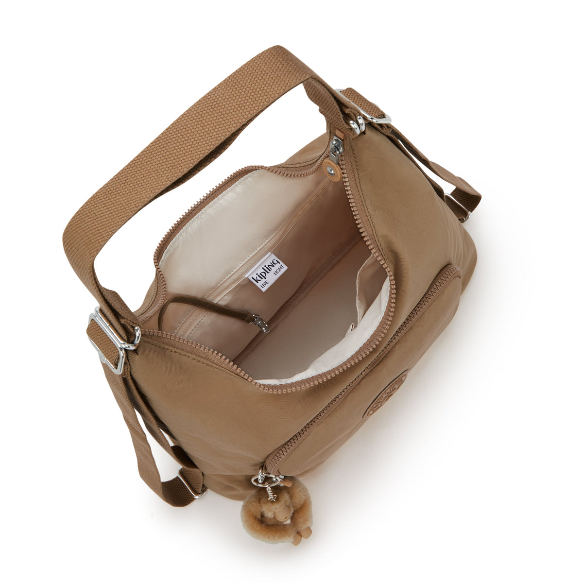 حقيبة كتف Kipling Yenna Early Tan متوسطة (قابلة للتحويل إلى حقيبة ظهر) I6721-7CN