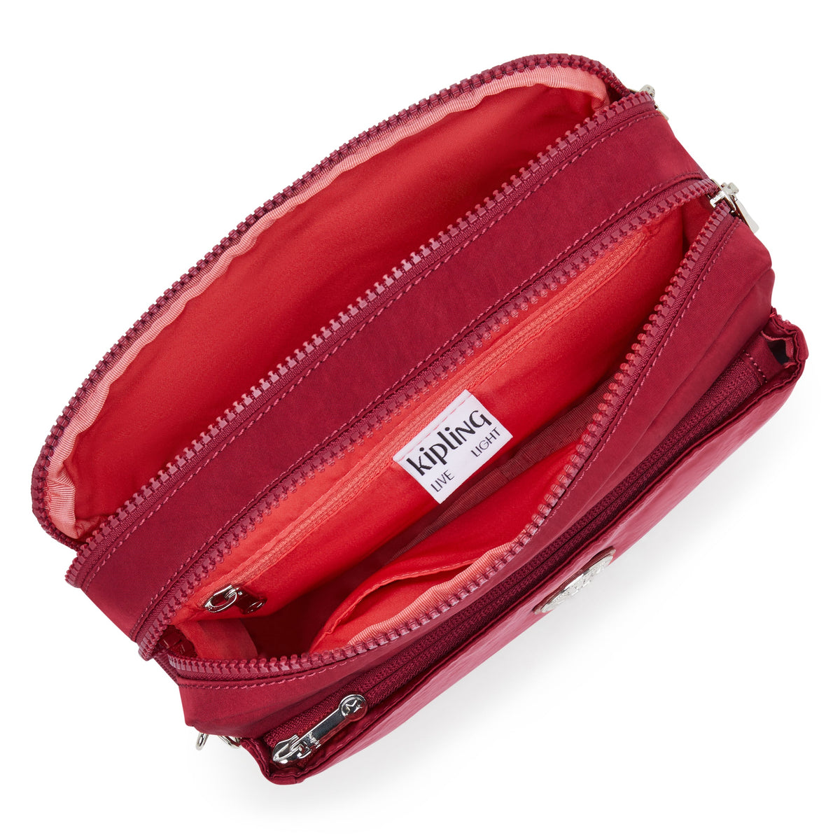 حقيبة كتف متوسطة الحجم Kipling Abanu M باللون الأحمر والنبيذ الأحمر I6847-6SE
