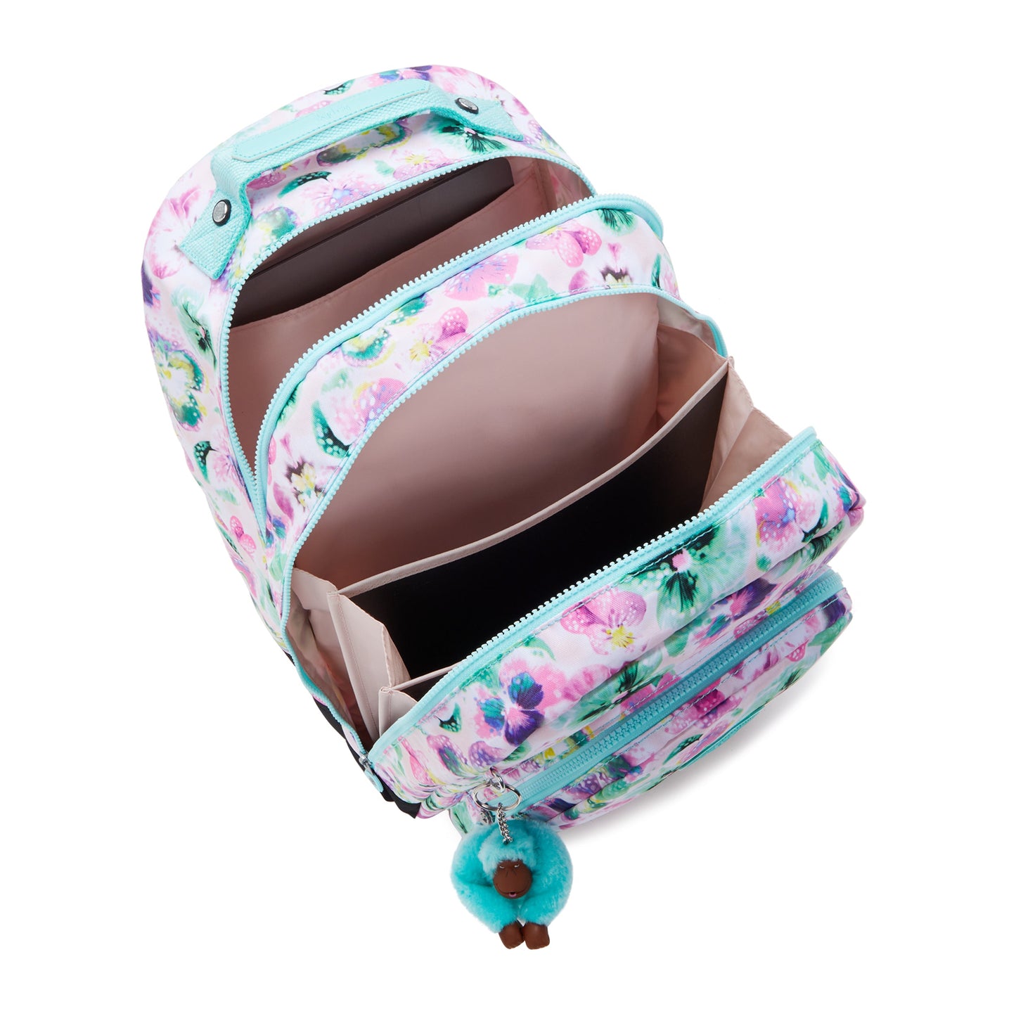 KIPLING-Class Room-حقيبة ظهر كبيرة (مع حماية للكمبيوتر المحمول)-Aqua Blossom-I7090-7EC