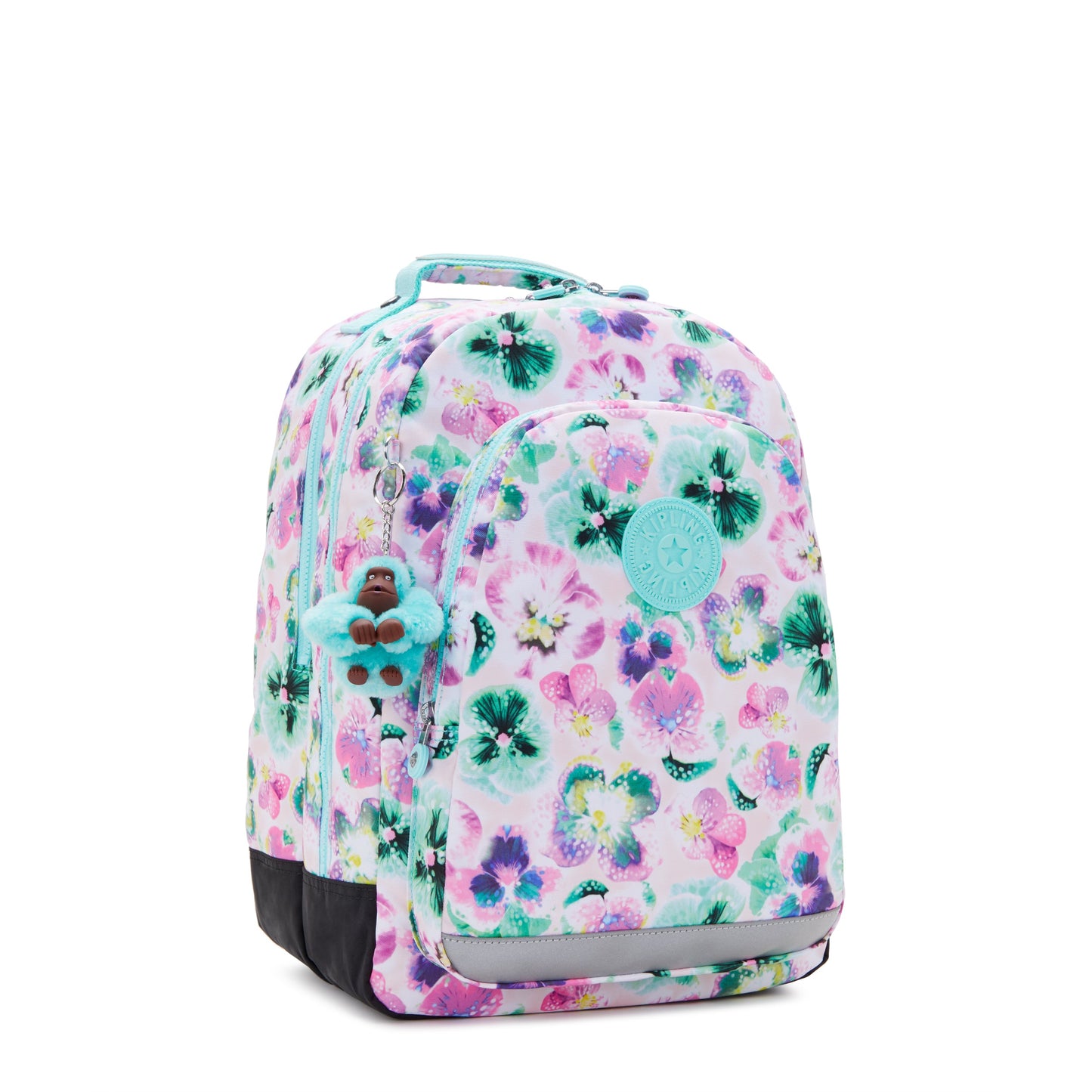 KIPLING-Class Room-حقيبة ظهر كبيرة (مع حماية للكمبيوتر المحمول)-Aqua Blossom-I7090-7EC